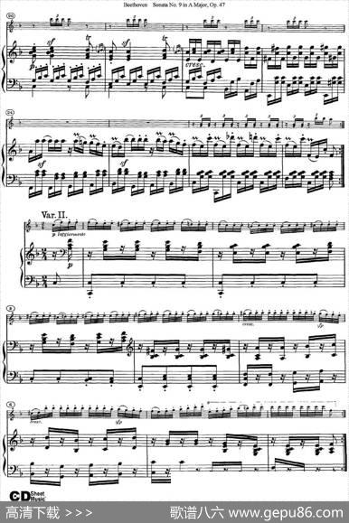 ViolinSonataNo.9inAMajorOp.47（小提琴+钢琴伴奏）