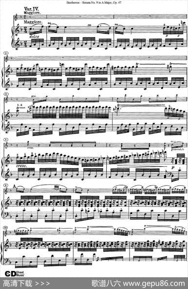 ViolinSonataNo.9inAMajorOp.47（小提琴+钢琴伴奏）