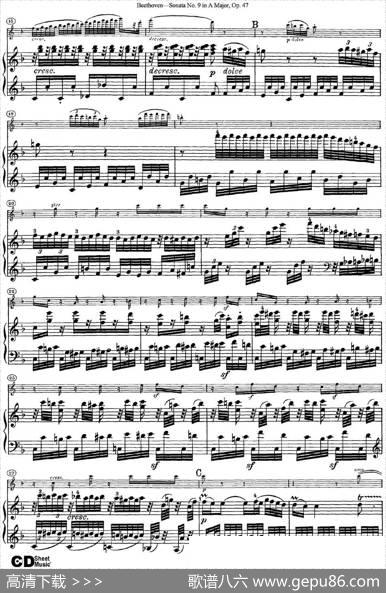 ViolinSonataNo.9inAMajorOp.47（小提琴+钢琴伴奏）