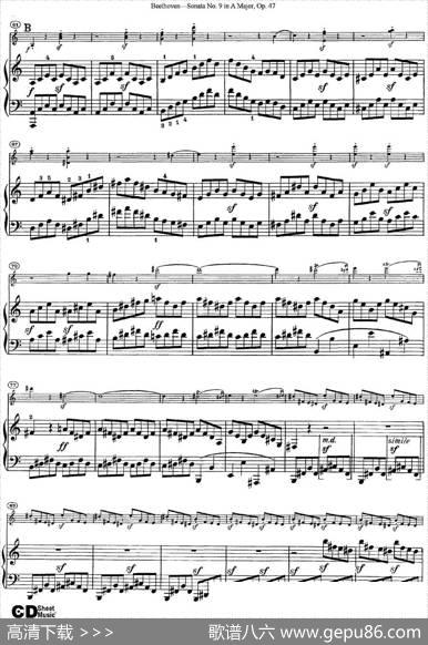 ViolinSonataNo.9inAMajorOp.47（小提琴+钢琴伴奏）