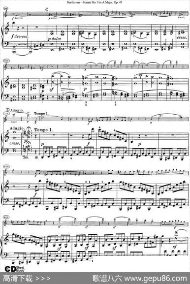 ViolinSonataNo.9inAMajorOp.47（小提琴+钢琴伴奏）