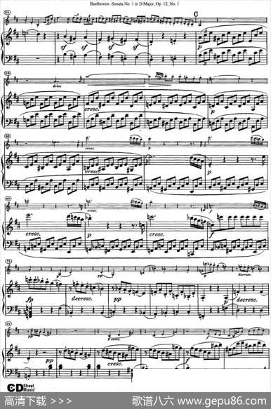 ViolinSonataNo.1inDMajorOp.12No.1（小提琴+钢琴伴奏）