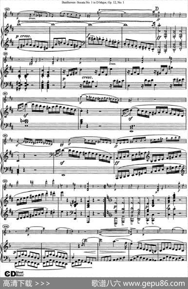 ViolinSonataNo.1inDMajorOp.12No.1（小提琴+钢琴伴奏）