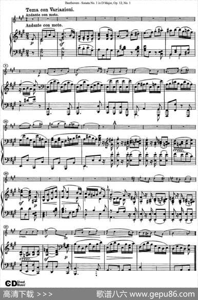 ViolinSonataNo.1inDMajorOp.12No.1（小提琴+钢琴伴奏）