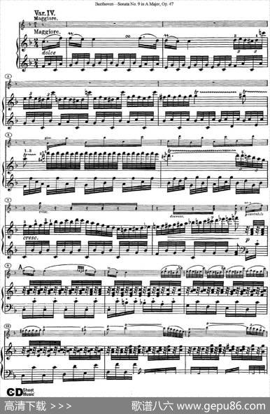 ViolinSonataNo.9inAMajorOp.47（小提琴+钢琴伴奏）
