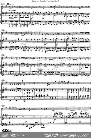 ViolinSonataNo.9inAMajorOp.47（小提琴+钢琴伴奏）