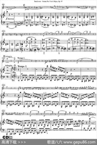 ViolinSonataNo.9inAMajorOp.47（小提琴+钢琴伴奏）