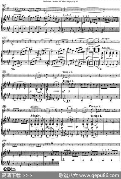 ViolinSonataNo.9inAMajorOp.47（小提琴+钢琴伴奏）
