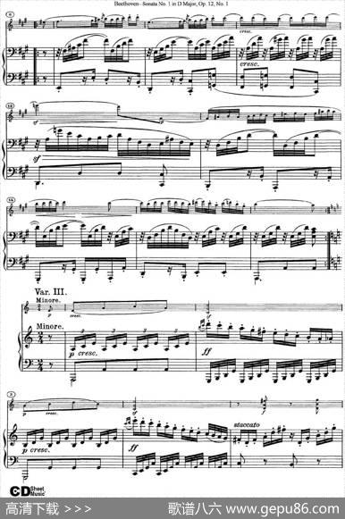 ViolinSonataNo.1inDMajorOp.12No.1（小提琴+钢琴伴奏）