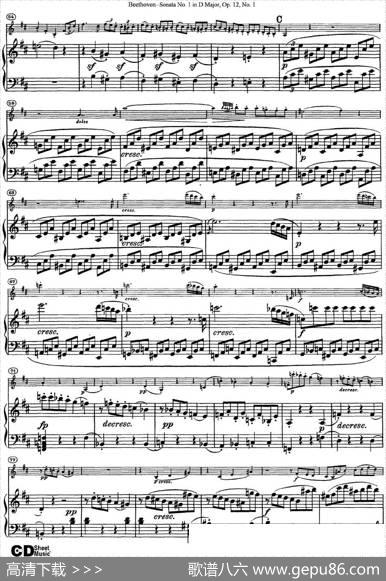 ViolinSonataNo.1inDMajorOp.12No.1（小提琴+钢琴伴奏）