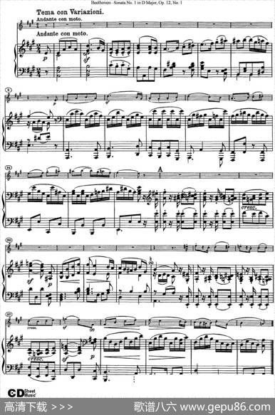 ViolinSonataNo.1inDMajorOp.12No.1（小提琴+钢琴伴奏）