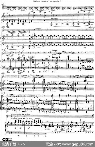 ViolinSonataNo.9inAMajorOp.47（小提琴+钢琴伴奏）