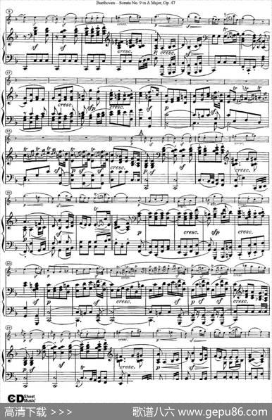 ViolinSonataNo.9inAMajorOp.47（小提琴+钢琴伴奏）