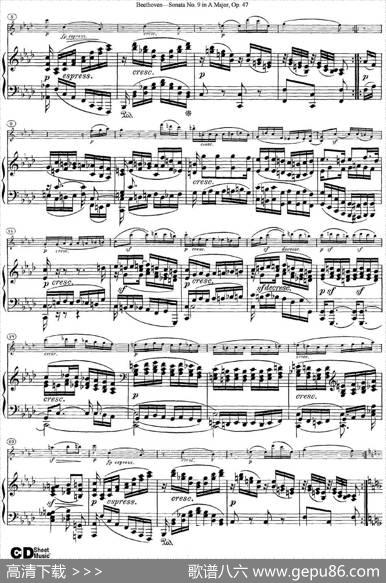 ViolinSonataNo.9inAMajorOp.47（小提琴+钢琴伴奏）