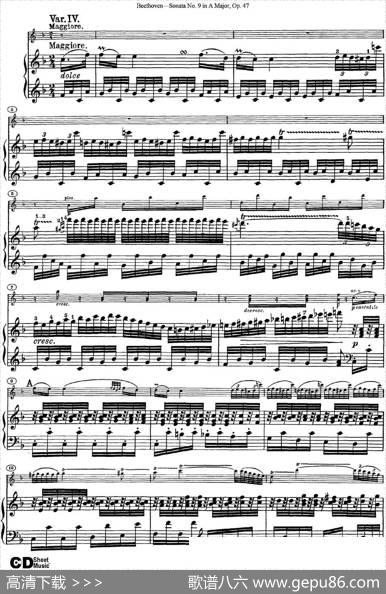 ViolinSonataNo.9inAMajorOp.47（小提琴+钢琴伴奏）