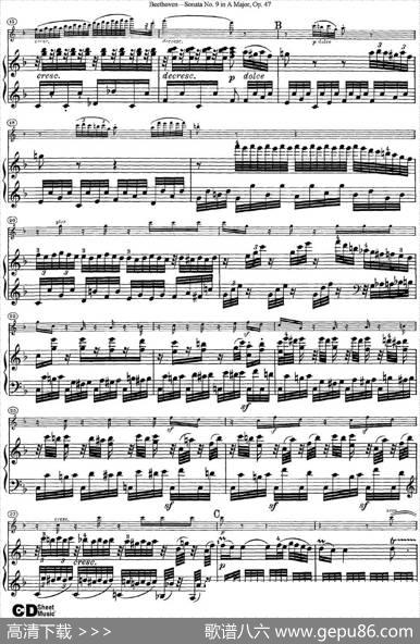 ViolinSonataNo.9inAMajorOp.47（小提琴+钢琴伴奏）