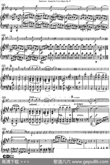 ViolinSonataNo.9inAMajorOp.47（小提琴+钢琴伴奏）