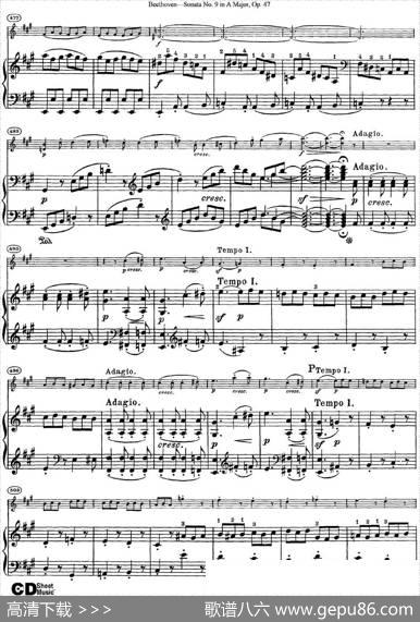 ViolinSonataNo.9inAMajorOp.47（小提琴+钢琴伴奏）