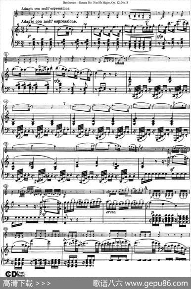 ViolinSonataNo.3inEbMajorOp.12No.3（小提琴+钢琴伴奏）