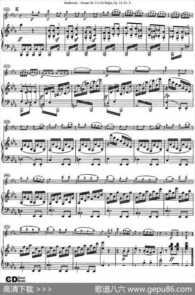 ViolinSonataNo.3inEbMajorOp.12No.3（小提琴+钢琴伴奏）
