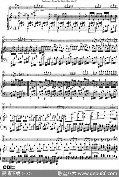ViolinSonataNo.9inAMajorOp.47（小提琴+钢琴伴奏）