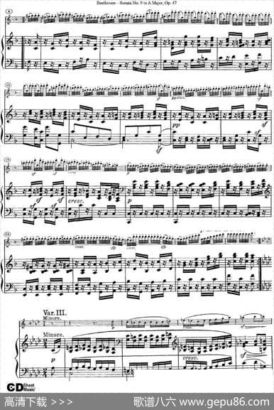 ViolinSonataNo.9inAMajorOp.47（小提琴+钢琴伴奏）