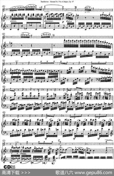 ViolinSonataNo.9inAMajorOp.47（小提琴+钢琴伴奏）