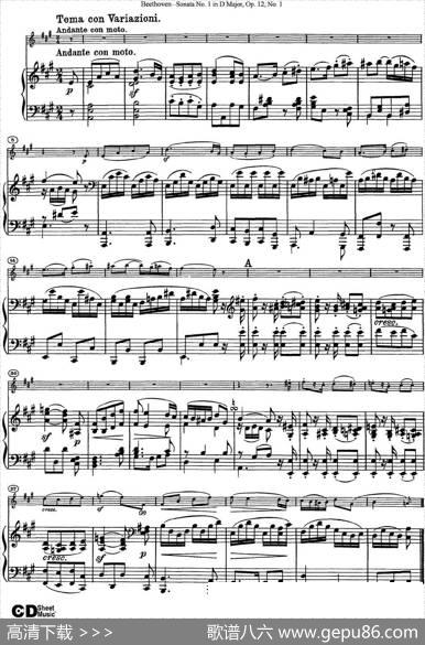 ViolinSonataNo.1inDMajorOp.12No.1（小提琴+钢琴伴奏）