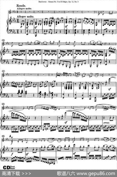 ViolinSonataNo.3inEbMajorOp.12No.3（小提琴+钢琴伴奏）