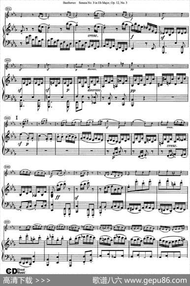 ViolinSonataNo.3inEbMajorOp.12No.3（小提琴+钢琴伴奏）