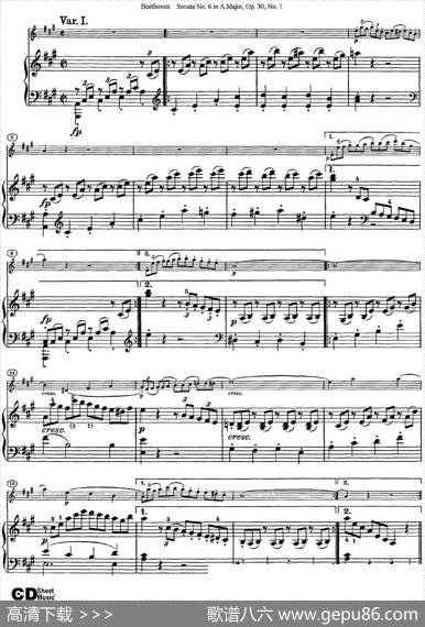 ViolinSonataNo.6inAMajorOp.30No.1（小提琴+钢琴伴奏）