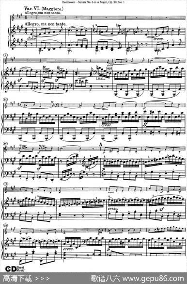 ViolinSonataNo.6inAMajorOp.30No.1（小提琴+钢琴伴奏）