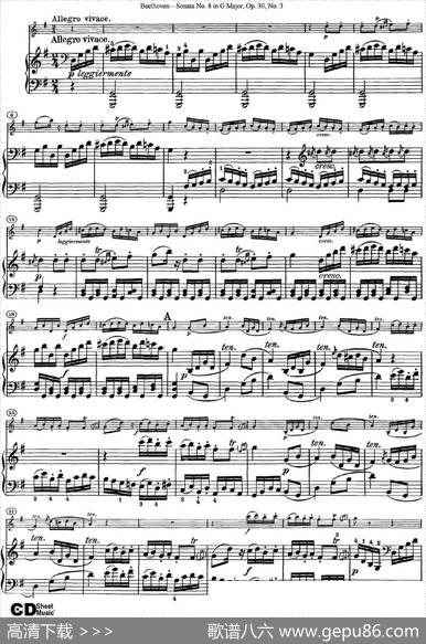 ViolinSonataNo.8inGMajorOp.30No.3（小提琴+钢琴伴奏）