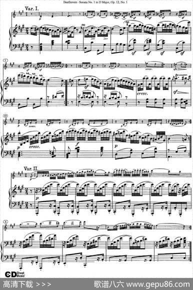 ViolinSonataNo.1inDMajorOp.12No.1（小提琴+钢琴伴奏）