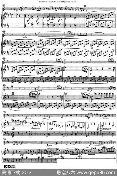 ViolinSonataNo.1inDMajorOp.12No.1（小提琴+钢琴伴奏）