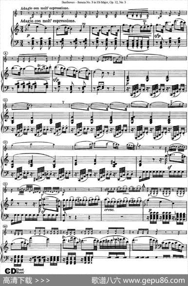 ViolinSonataNo.3inEbMajorOp.12No.3（小提琴+钢琴伴奏）
