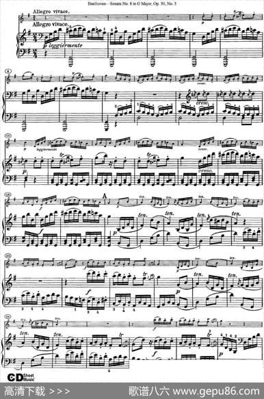 ViolinSonataNo.8inGMajorOp.30No.3（小提琴+钢琴伴奏）