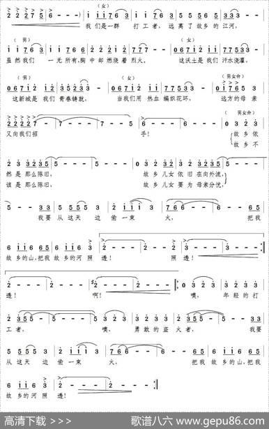 打工者之歌（电影《特区打工妹》主题曲）（王静珠词李跃飞曲）
