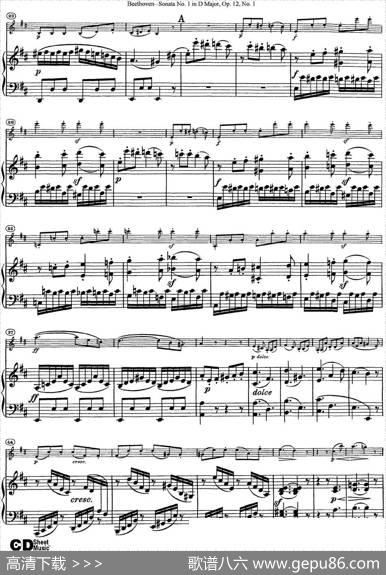 ViolinSonataNo.1inDMajorOp.12No.1（小提琴+钢琴伴奏）