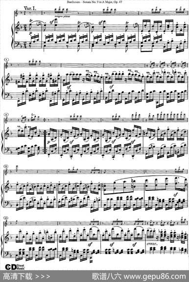 ViolinSonataNo.9inAMajorOp.47（小提琴+钢琴伴奏）