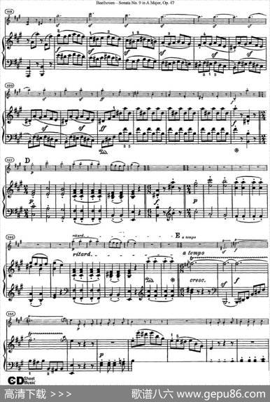 ViolinSonataNo.9inAMajorOp.47（小提琴+钢琴伴奏）