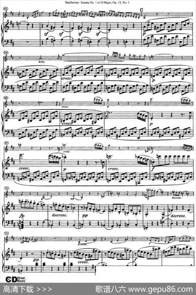 ViolinSonataNo.1inDMajorOp.12No.1（小提琴+钢琴伴奏）