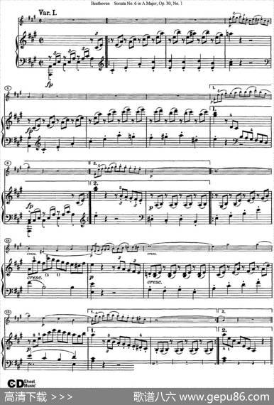 ViolinSonataNo.6inAMajorOp.30No.1（小提琴+钢琴伴奏）