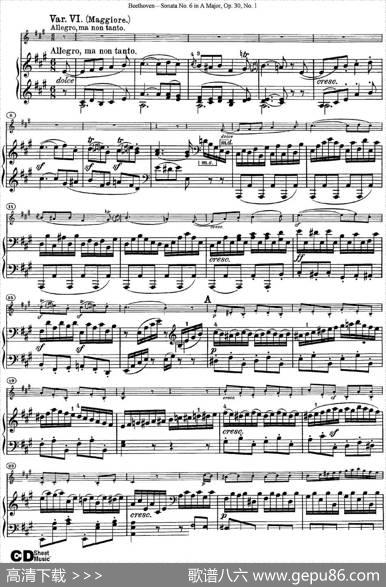 ViolinSonataNo.6inAMajorOp.30No.1（小提琴+钢琴伴奏）