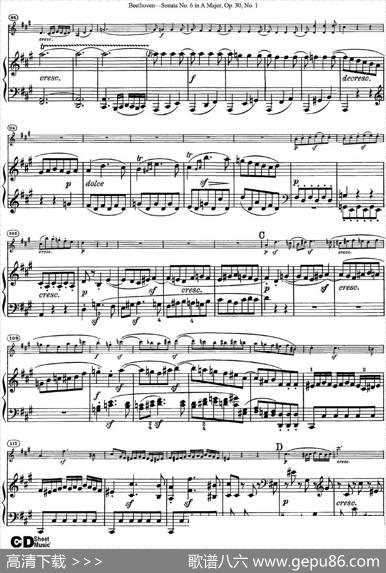 ViolinSonataNo.6inAMajorOp.30No.1（小提琴+钢琴伴奏）