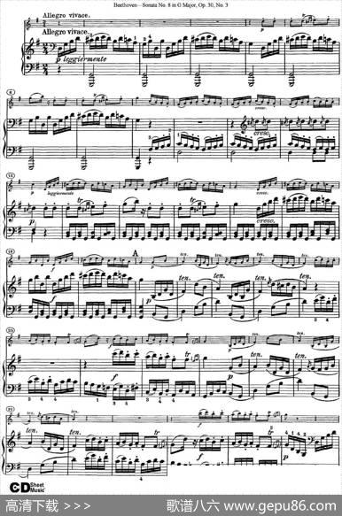 ViolinSonataNo.8inGMajorOp.30No.3（小提琴+钢琴伴奏）
