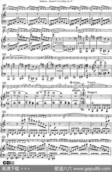 ViolinSonataNo.9inAMajorOp.47（小提琴+钢琴伴奏）