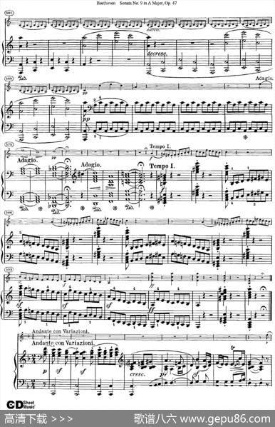 ViolinSonataNo.9inAMajorOp.47（小提琴+钢琴伴奏）