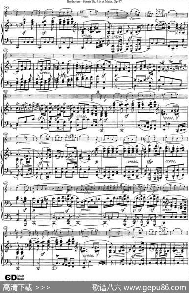 ViolinSonataNo.9inAMajorOp.47（小提琴+钢琴伴奏）