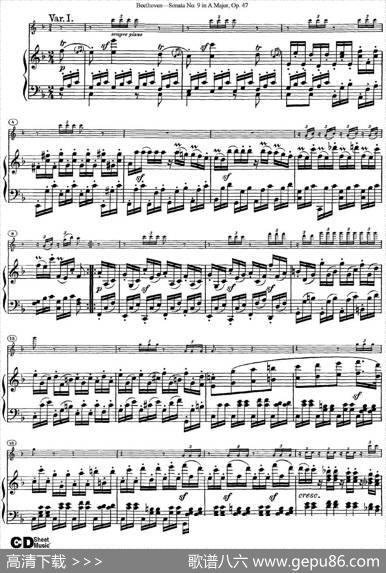 ViolinSonataNo.9inAMajorOp.47（小提琴+钢琴伴奏）